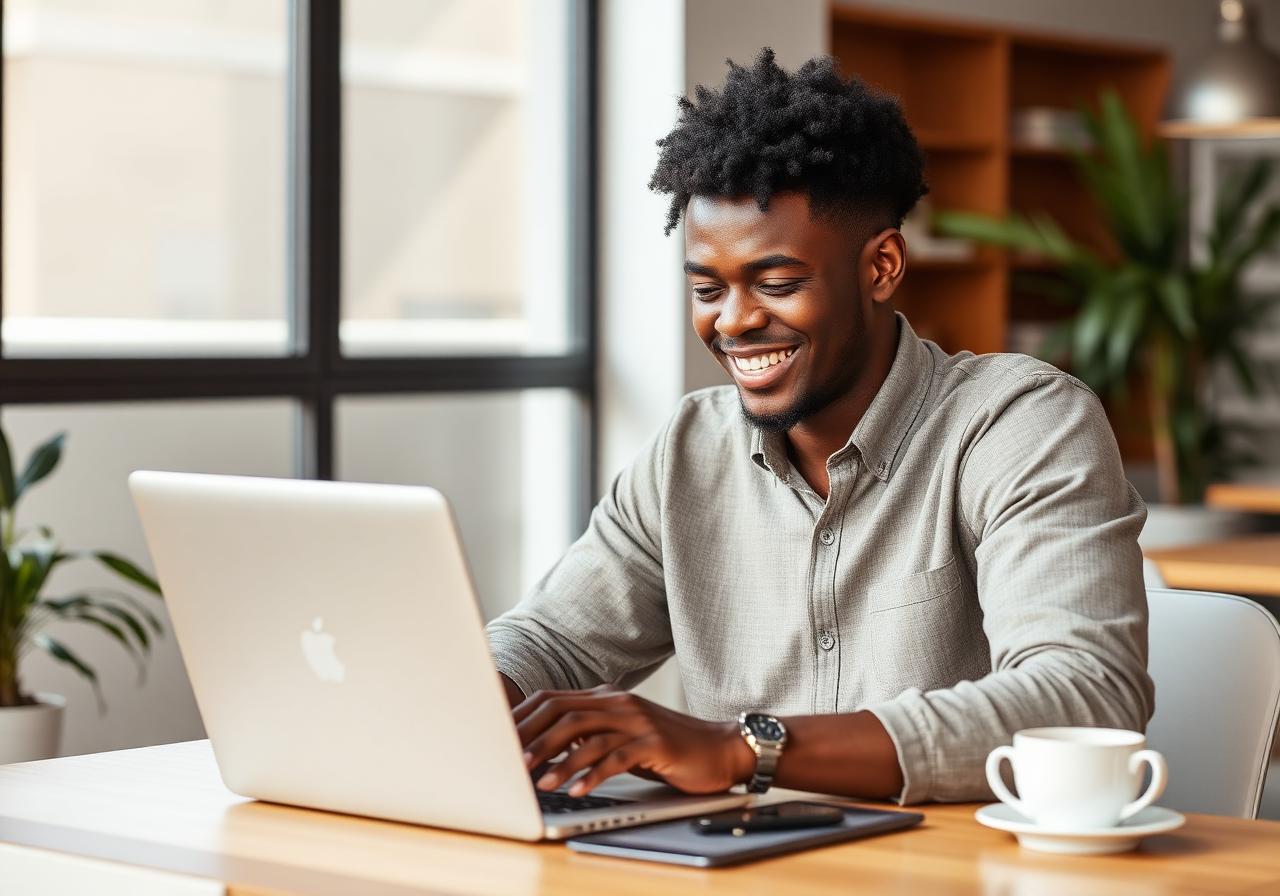 Relaxed entrepreneur working while tasks are handled