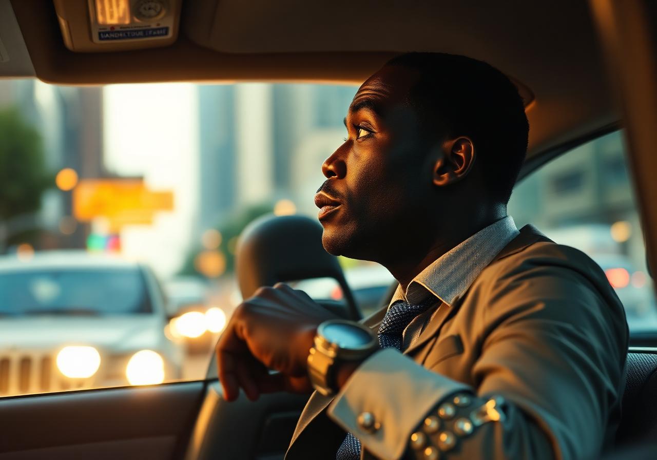 Busy professional stuck in traffic and queues